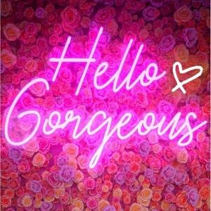 ‘Hello Gorgeous’ Pink LED Neon Wall Sign Room Decor Light